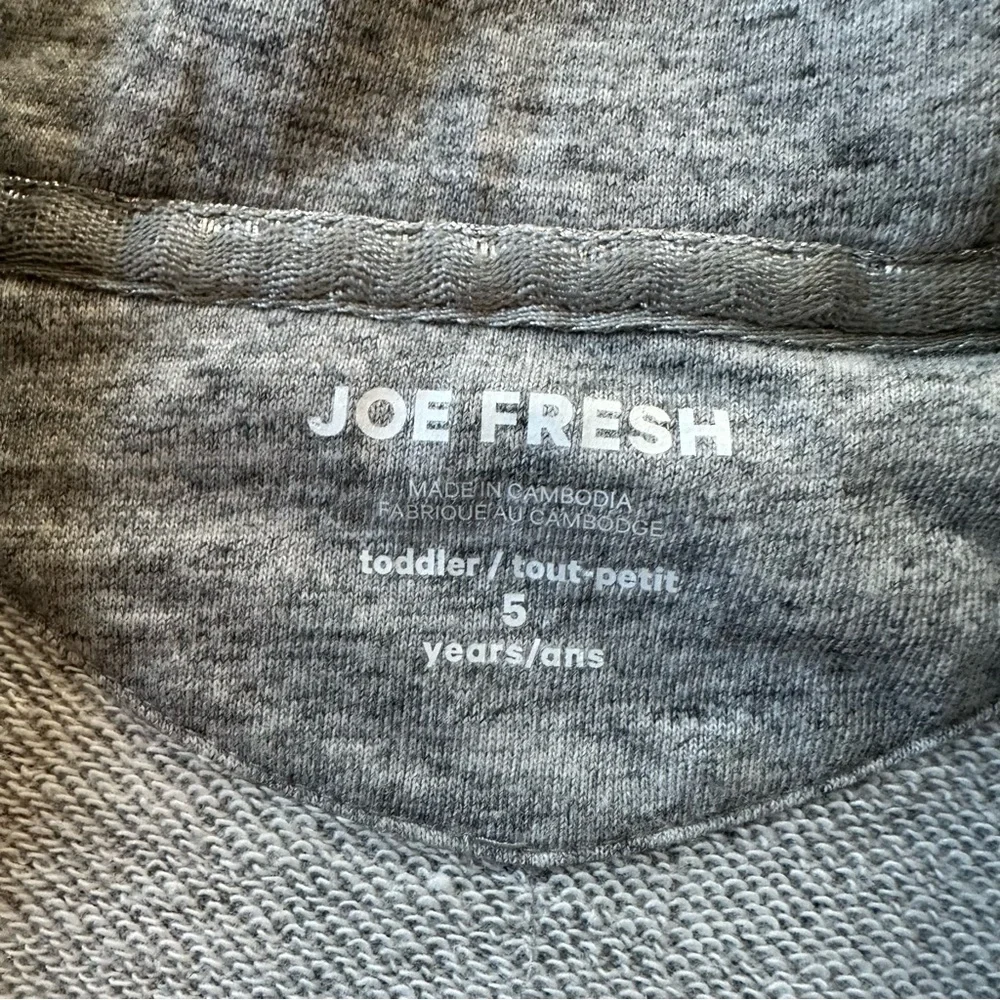 Joe Fresh Gray Full Zip Hoodie with Navy Floral Pattern Girls Size 5